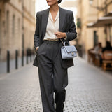 CHANEL Mini Rectangle With Handle Grey Lambskin Leather Bag Light Gold Hardware