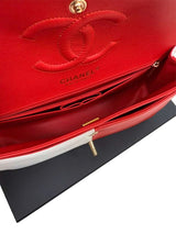 Chanel Lambskin Geometric Colorblock Medium Double Flap Red White