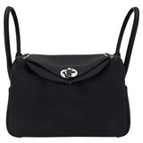 Hermes Lindy 26 Black Clemence Leather with Palladium Hardware Handbag