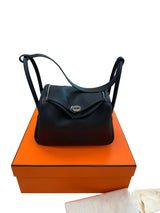 Hermes Lindy 26 Black Clemence Leather with Palladium Hardware Handbag