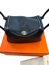 Hermes Lindy 26 Black Clemence Leather with Palladium Hardware Handbag
