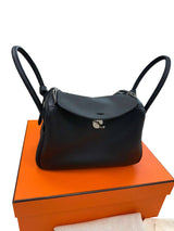 Hermes Lindy 26 Black Clemence Leather with Palladium Hardware Handbag