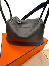 Hermes Lindy 26 Black Clemence Leather with Palladium Hardware Handbag