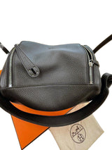 Hermes Lindy 26 Black Clemence Leather with Palladium Hardware Handbag