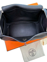 Hermes Lindy 26 Black Clemence Leather with Palladium Hardware Handbag