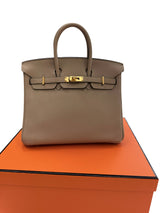 Hermes Birkin 25 Gris Tourterelle Togo Leather With Gold Hardware Handbag