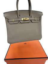 Hermes Birkin 25 Gris Tourterelle Togo Leather With Gold Hardware Handbag