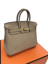 Hermes Birkin 25 Gris Tourterelle Togo Leather With Gold Hardware Handbag