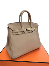 Hermes Birkin 25 Gris Tourterelle Togo Leather With Gold Hardware Handbag