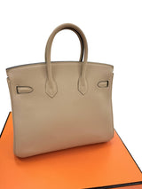 Hermes Birkin 25 Gris Tourterelle Togo Leather With Gold Hardware Handbag