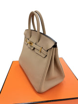 Hermes Birkin 25 Gris Tourterelle Togo Leather With Gold Hardware Handbag