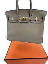 Hermes Birkin 25 Gris Tourterelle Togo Leather With Gold Hardware Handbag