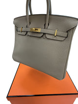 Hermes Birkin 25 Gris Tourterelle Togo Leather With Gold Hardware Handbag