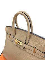 Hermes Birkin 25 Gris Tourterelle Togo Leather With Gold Hardware Handbag