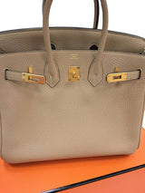 Hermes Birkin 25 Gris Tourterelle Togo Leather With Gold Hardware Handbag