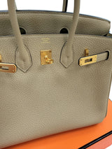 Hermes Birkin 25 Gris Tourterelle Togo Leather With Gold Hardware Handbag
