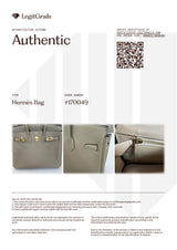 Hermes Birkin 25 Gris Tourterelle Togo Leather With Gold Hardware Handbag