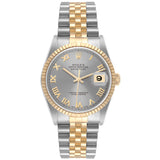 Rolex Datejust 36mm Grey Dial Gold Steel Jubilee Bracelet Men's Watch 16233