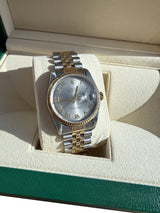Rolex Datejust 36mm Grey Dial Gold Steel Jubilee Bracelet Men's Watch 16233