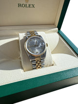 Rolex Datejust 36mm Grey Dial Gold Steel Jubilee Bracelet Men's Watch 16233