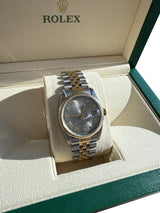Rolex Datejust 36mm Grey Dial Gold Steel Jubilee Bracelet Men's Watch 16233