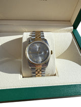 Rolex Datejust 36mm Grey Dial Gold Steel Jubilee Bracelet Men's Watch 16233