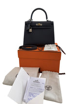 Hermès Kelly Sellier 25 Ardoise Epsom Leather Electrum Hardware Handbag