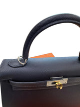 Hermès Kelly Sellier 25 Ardoise Epsom Leather Electrum Hardware Handbag