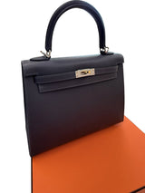Hermès Kelly Sellier 25 Ardoise Epsom Leather Electrum Hardware Handbag