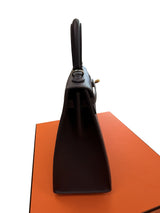 Hermès Kelly Sellier 25 Ardoise Epsom Leather Electrum Hardware Handbag