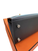 Hermès Kelly Sellier 25 Ardoise Epsom Leather Electrum Hardware Handbag