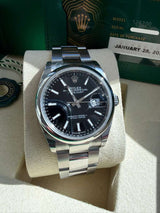 Rolex Datejust Black Dial Steel Smooth Bezel Watch 126200 (New 2026 Stickers)