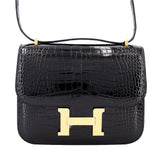 Hermès Constance Mini Black Alligator Leather With Gold hardware Handbag