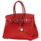 Hermes Birkin 30 Rouge Casaque Red Epsom Leather With Palladium Hardware Handbag