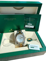 Rolex Datejust 41mm Gold/Steel White MOP Diamond Dial Fluted Bezel Watch 126333