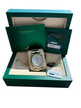 Rolex Datejust 41mm Gold/Steel White MOP Diamond Dial Fluted Bezel Watch 126333