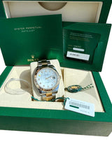 Rolex Datejust 41mm Gold/Steel White MOP Diamond Dial Fluted Bezel Watch 126333