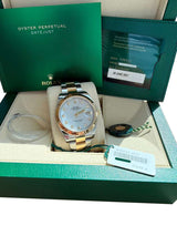 Rolex Datejust 41mm Gold/Steel White MOP Diamond Dial Fluted Bezel Watch 126333