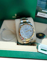 Rolex Datejust 41mm Gold/Steel White MOP Diamond Dial Fluted Bezel Watch 126333