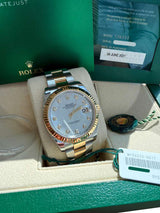 Rolex Datejust 41mm Gold/Steel White MOP Diamond Dial Fluted Bezel Watch 126333