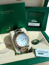 Rolex Datejust 41mm Gold/Steel White MOP Diamond Dial Fluted Bezel Watch 126333
