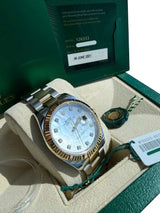 Rolex Datejust 41mm Gold/Steel White MOP Diamond Dial Fluted Bezel Watch 126333