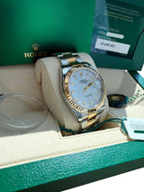 Rolex Datejust 41mm Gold/Steel White MOP Diamond Dial Fluted Bezel Watch 126333