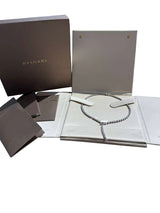 Bulgari Serpenti Viper Slim Necklace With Full Pave Diamonds 18K White Gold