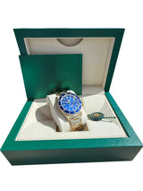 Rolex Submariner Date Yellow Gold Sunburst Blue Tritium Dial Men's Watch 16618