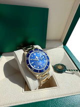 Rolex Submariner Date Yellow Gold Sunburst Blue Tritium Dial Men's Watch 16618