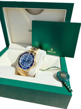 Rolex Submariner Date Yellow Gold Sunburst Blue Tritium Dial Men's Watch 16618