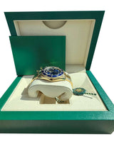 Rolex Submariner Date Yellow Gold Sunburst Blue Tritium Dial Men's Watch 16618