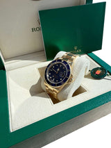 Rolex Submariner Date Yellow Gold Sunburst Blue Tritium Dial Men's Watch 16618
