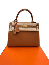 Hermes Kelly Sellier 25 Gold Epsom Leather With Gold Hardware Handbag
